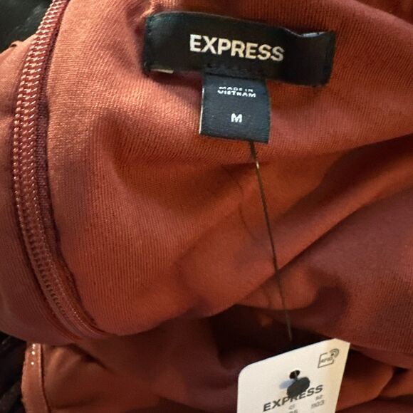 NEW Express BARE V NK PLEATED METALLIC MAXI  FIRED BRICK Mfg $148 Medium - Picture 9 of 12